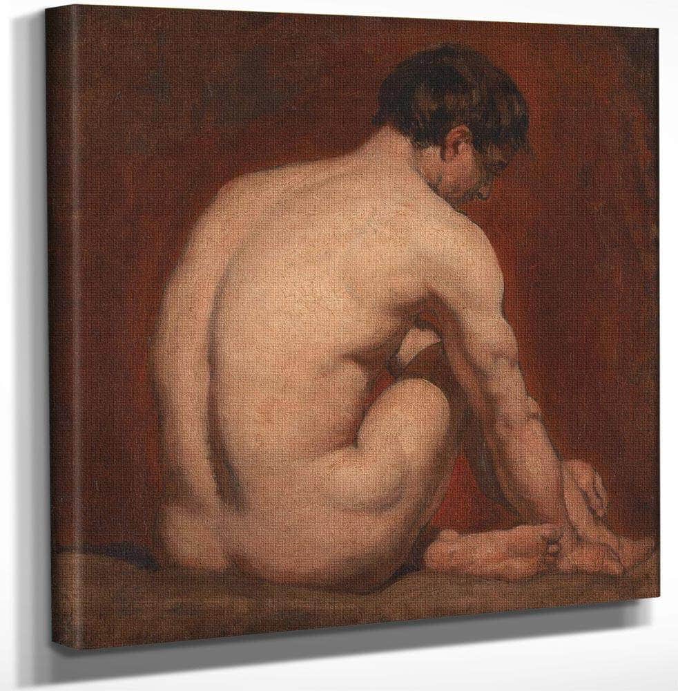 Male Nude, Kneeling, From The Back By William Etty Fine Art Print