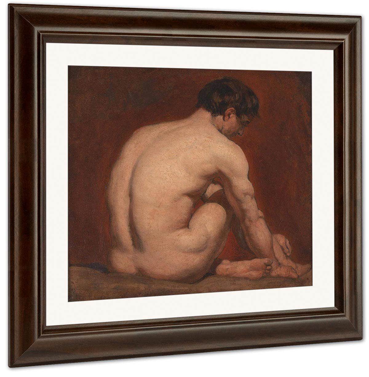 Male Nude, Kneeling, From The Back By William Etty Fine Art Print