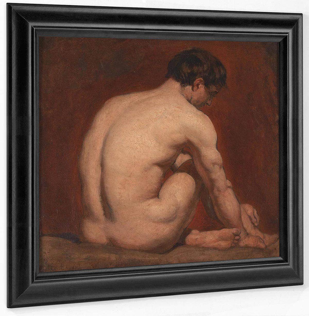 Male Nude, Kneeling, From The Back By William Etty Fine Art Print