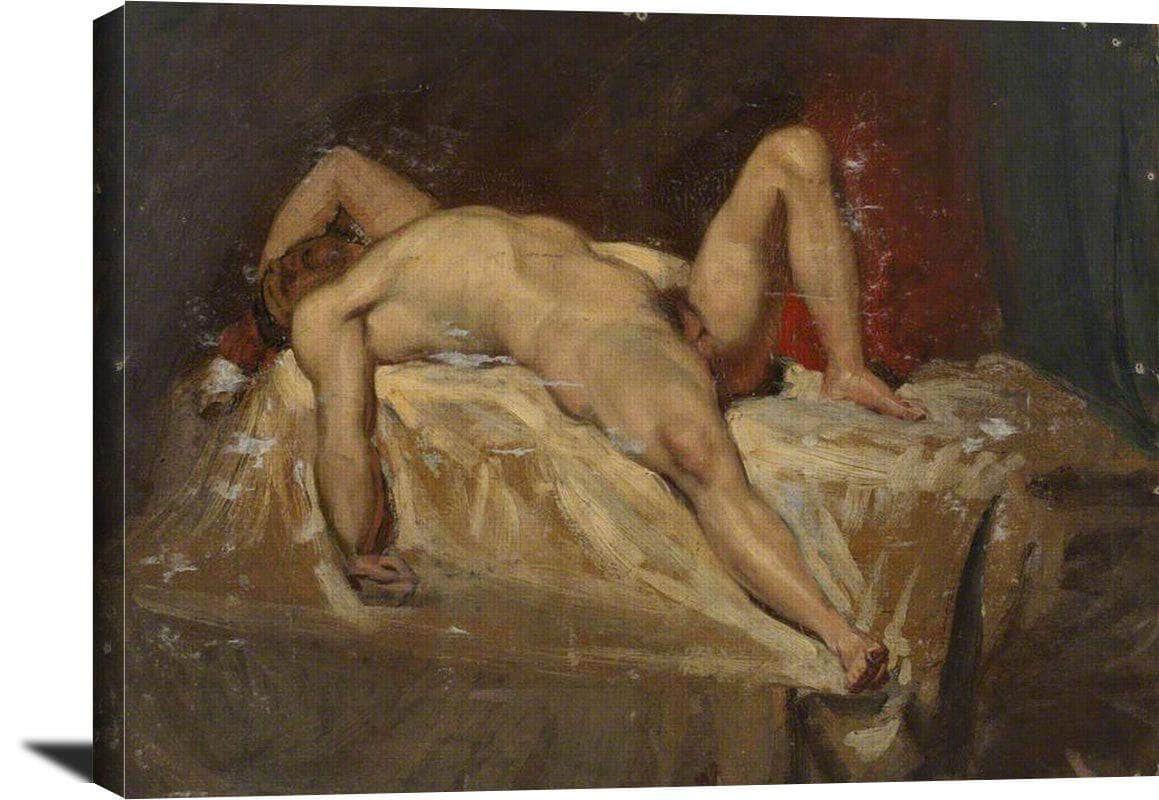 Male Nude Lying Down Raised Left Knee William Etty Reproduction Fine Art Print
