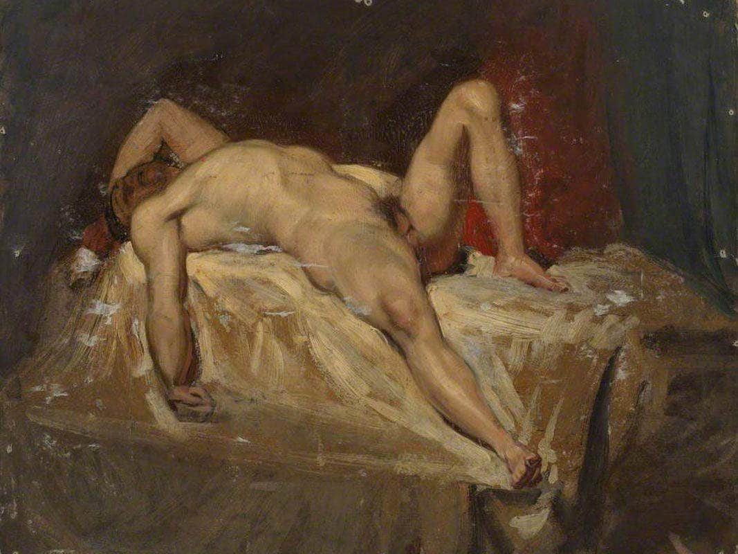 Male Nude Lying Down Raised Left Knee William Etty Reproduction Fine Art Print