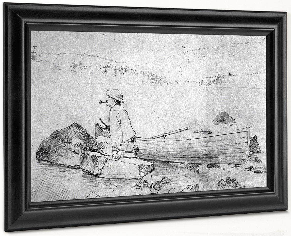 Man And Fishing Boat (Adirondacks) By Winslow Homer Fine Art Print