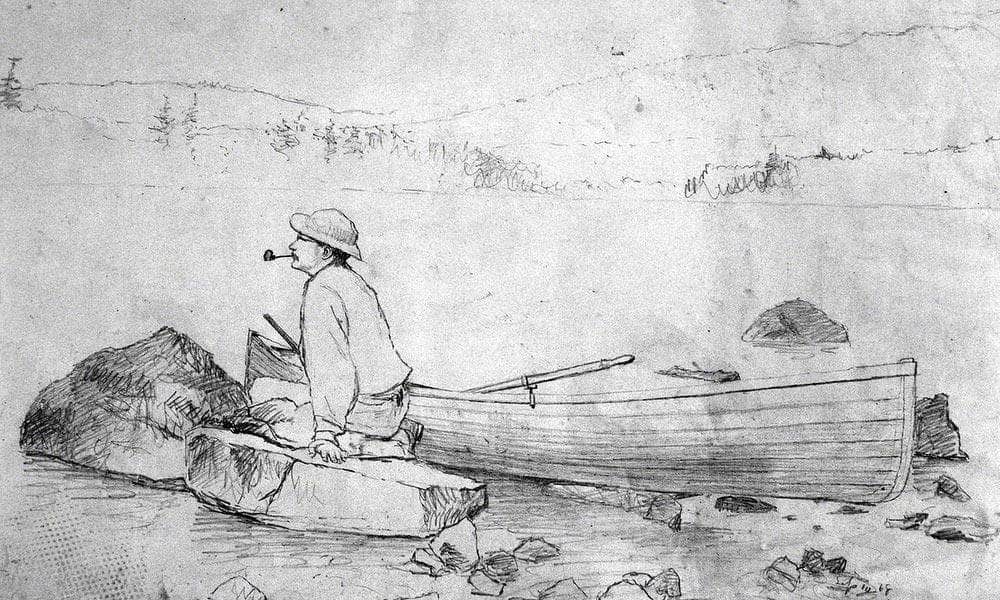 Man And Fishing Boat (Adirondacks) By Winslow Homer Fine Art Print