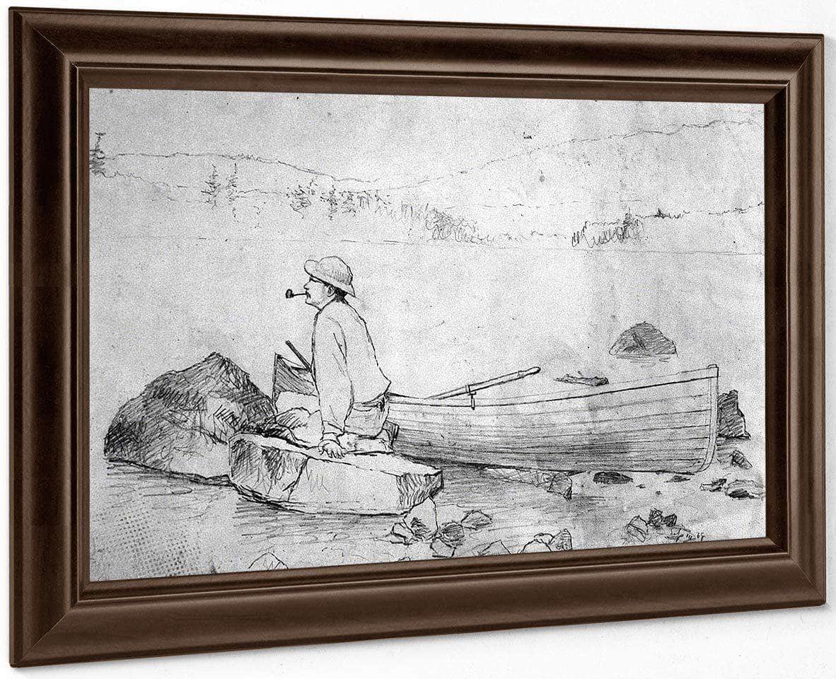 Man And Fishing Boat (Adirondacks) By Winslow Homer Fine Art Print