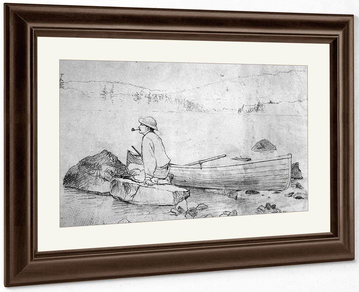 Man And Fishing Boat (Adirondacks) By Winslow Homer Fine Art Print