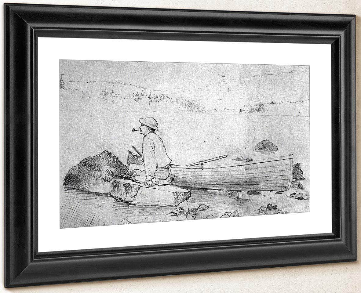 Man And Fishing Boat (Adirondacks) By Winslow Homer Fine Art Print