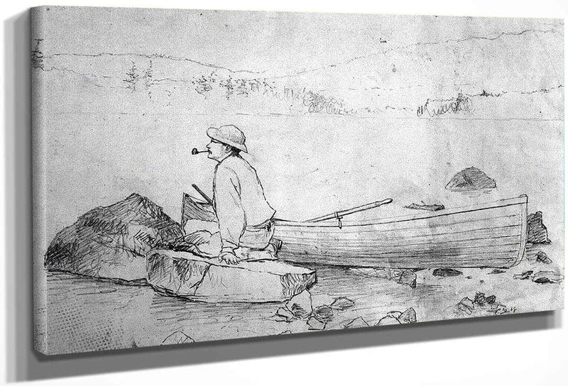 Man And Fishing Boat (Adirondacks) By Winslow Homer Fine Art Print