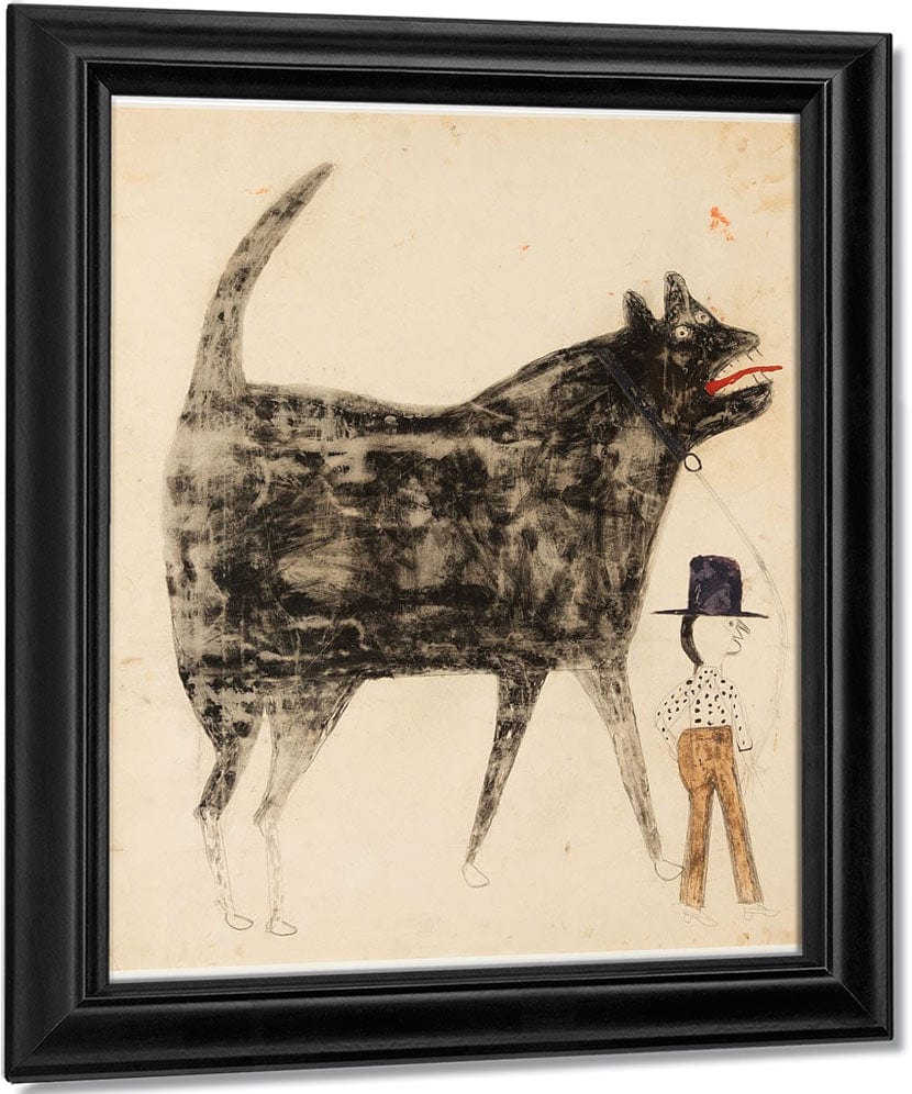 Man And Large Dog By Bill Traylor Fine Art Print