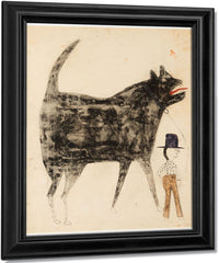Man And Large Dog By Bill Traylor Fine Art Print