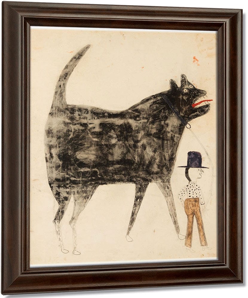 Man And Large Dog By Bill Traylor Fine Art Print
