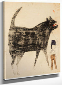 Man And Large Dog By Bill Traylor Fine Art Print