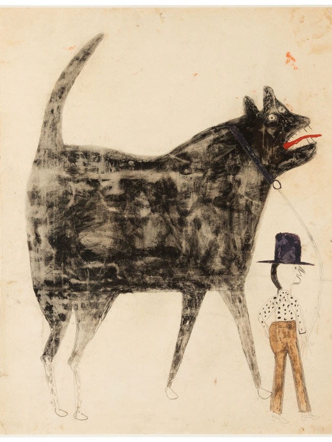 Man And Large Dog By Bill Traylor Fine Art Print