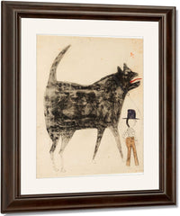 Man And Large Dog By Bill Traylor Fine Art Print