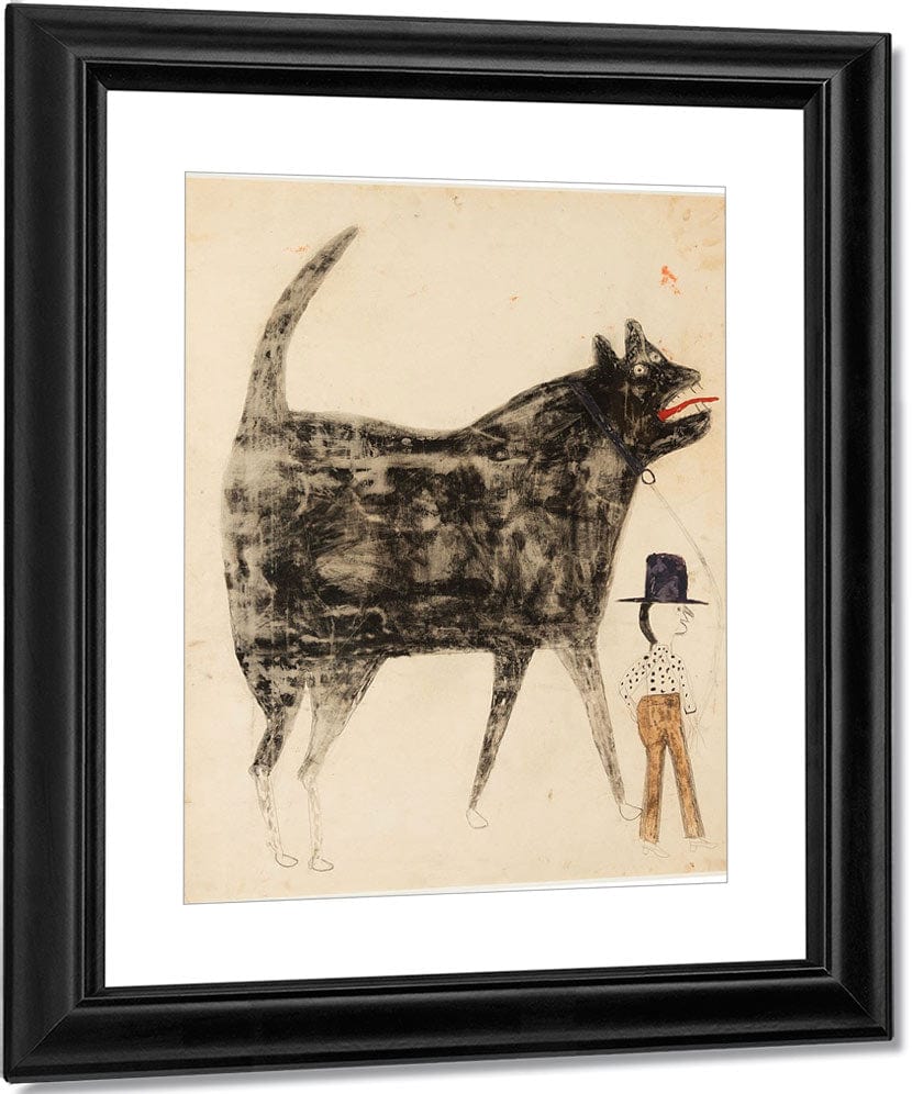 Man And Large Dog By Bill Traylor Fine Art Print