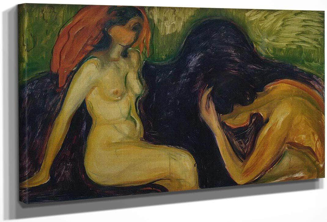 Man And Woman 1898 By Edvard Munch Fine Art Print