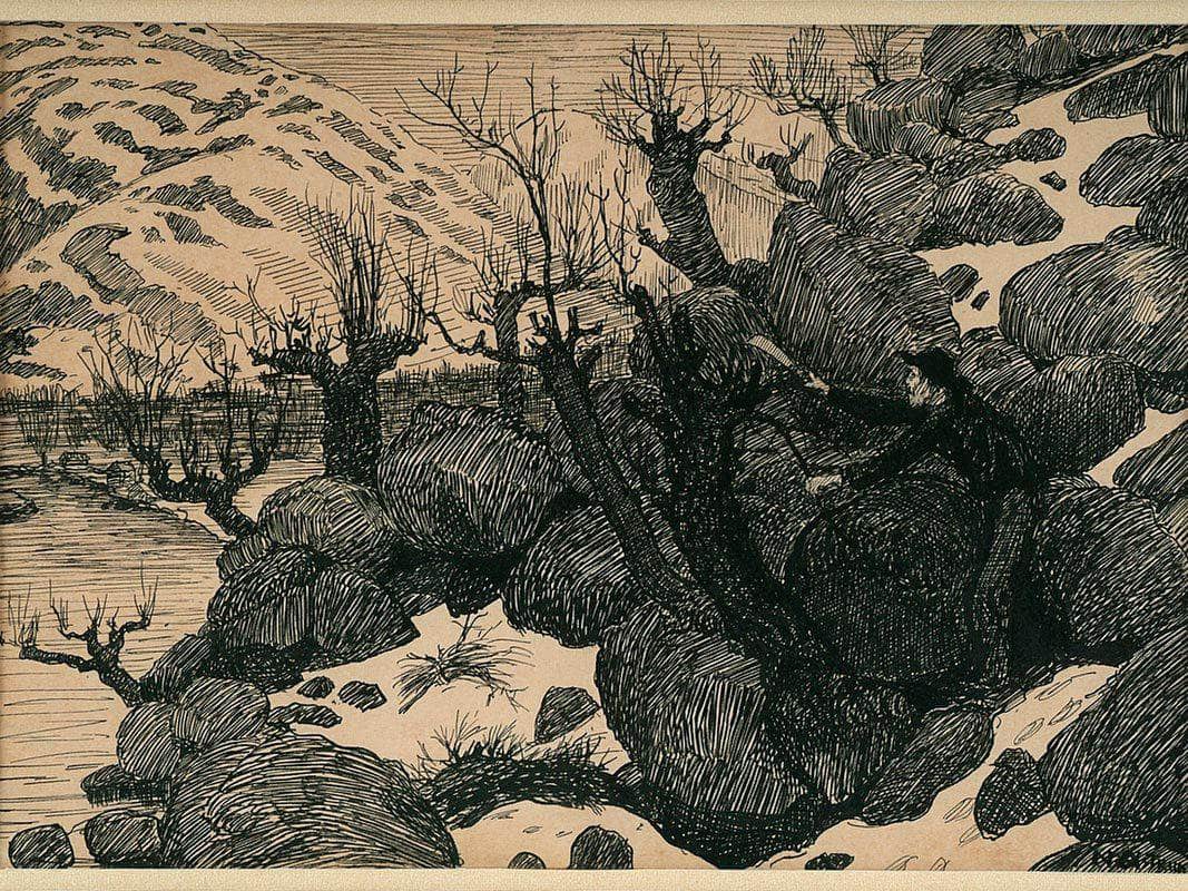 Man Cutting Branches From Sallow Nicolai Astrup Reproduction Fine Art Print