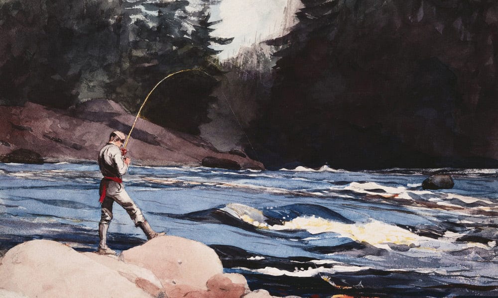 Man Fishing A New England Stream By Winslow Homer Fine Art Print
