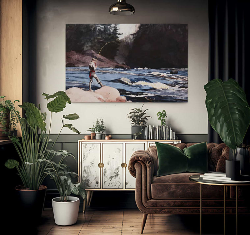 Man Fishing A New England Stream By Winslow Homer Fine Art Print