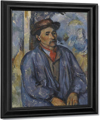 Man In A Blue Smock By Paul Cezanne Fine Art Print