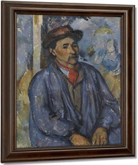 Man In A Blue Smock By Paul Cezanne Fine Art Print