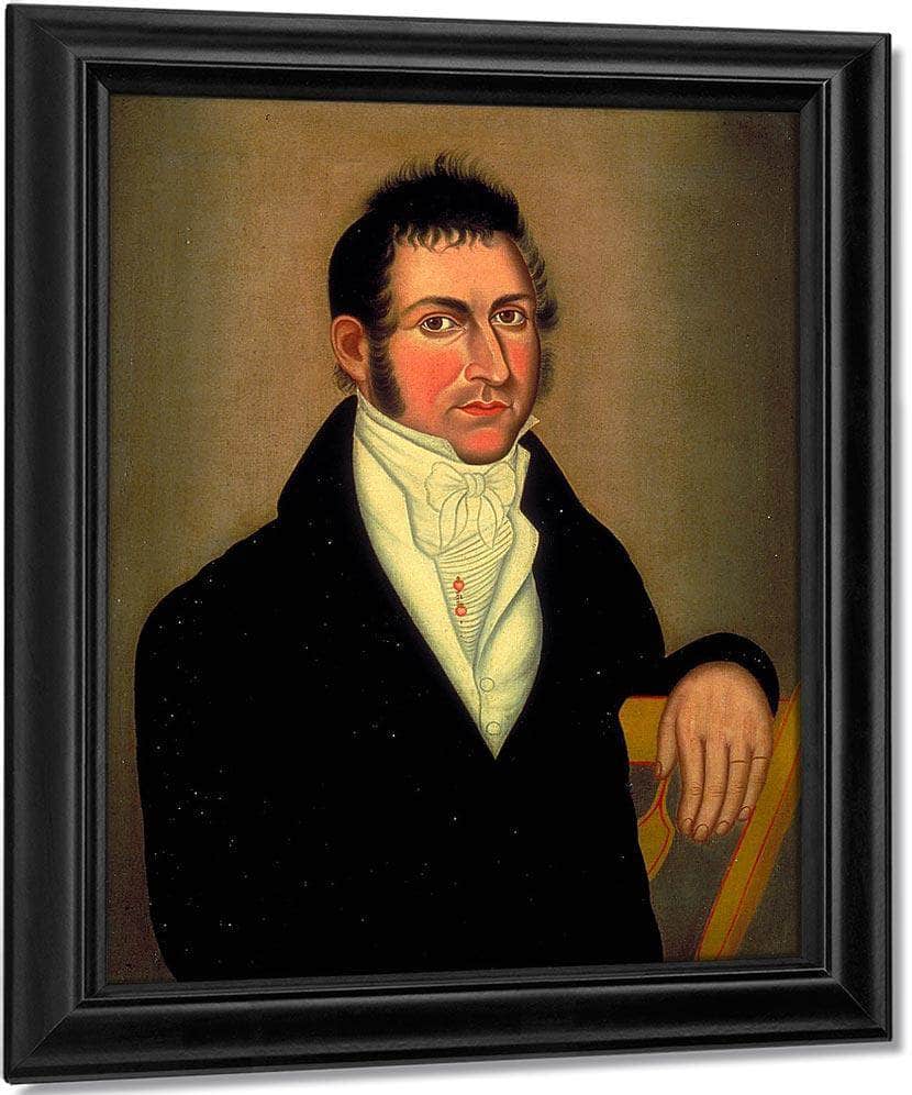 Man In Yellow Chair By Miners In The Sierras Fine Art Print