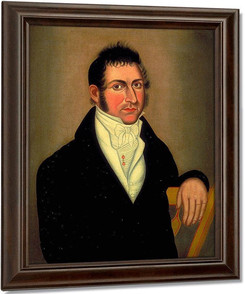 Man In Yellow Chair By Miners In The Sierras Fine Art Print