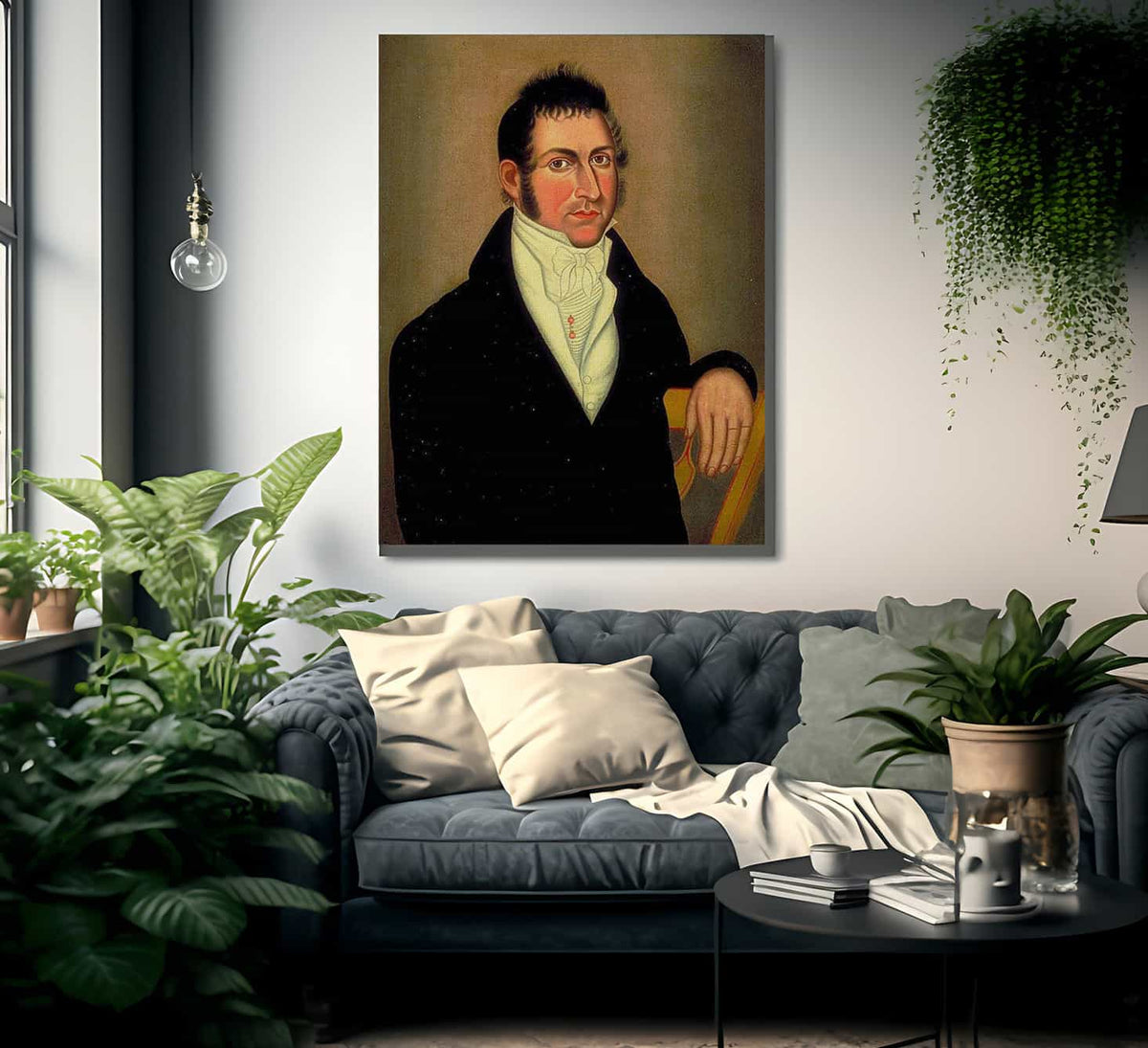 Man In Yellow Chair By Miners In The Sierras Fine Art Print