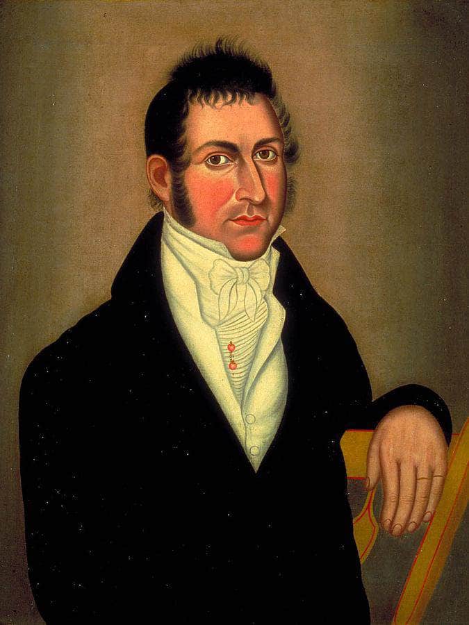 Man In Yellow Chair By Miners In The Sierras Fine Art Print