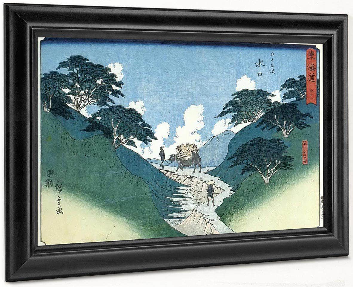 Man Leading An Ox Between Mountain Slopes By Hiroshige Fine Art Print