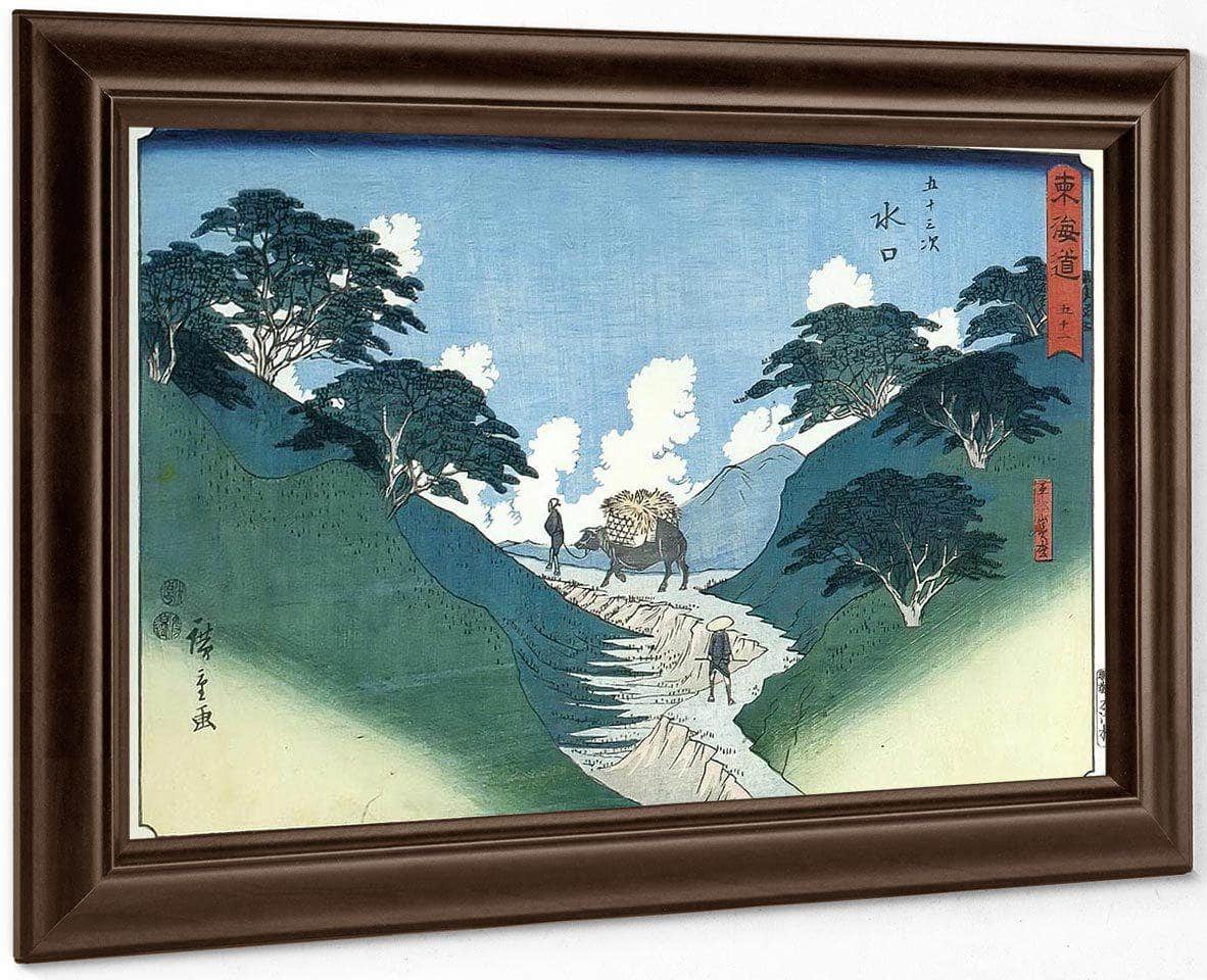 Man Leading An Ox Between Mountain Slopes By Hiroshige Fine Art Print
