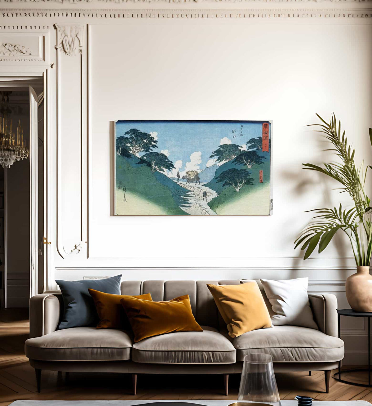 Man Leading An Ox Between Mountain Slopes By Hiroshige Fine Art Print