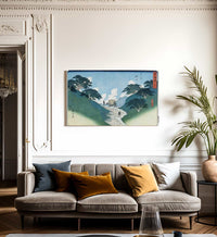 Man Leading An Ox Between Mountain Slopes By Hiroshige Fine Art Print