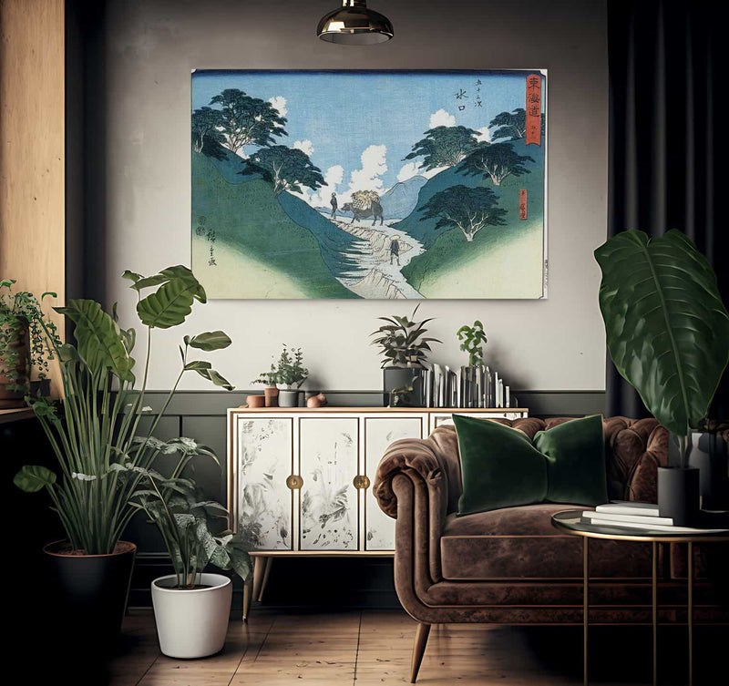 Man Leading An Ox Between Mountain Slopes By Hiroshige Fine Art Print