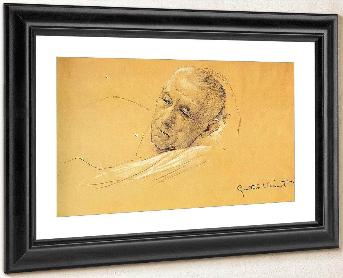 Man's Head Lying Down By Gustav Klimt Fine Art Print