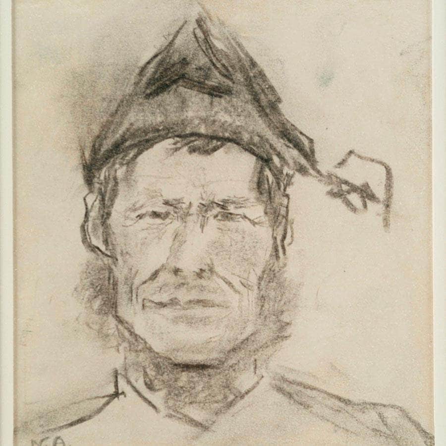 Man's Head With Cap By Nicolai Astrup Fine Art Print