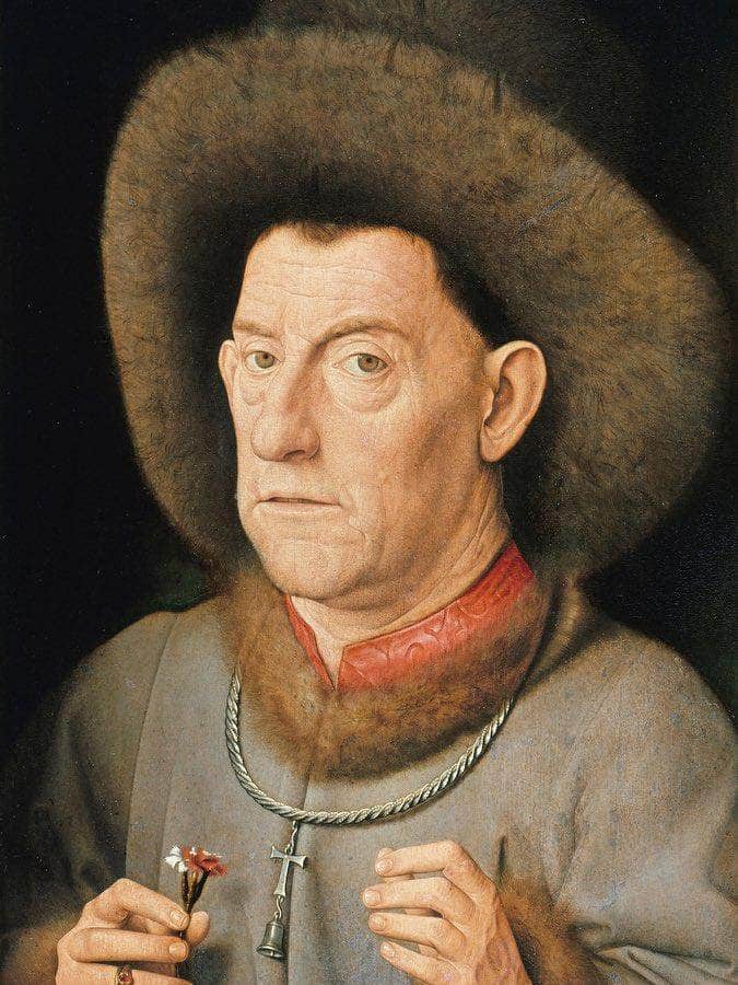 Man With Pinks By Jan Van Eyck Fine Art Print