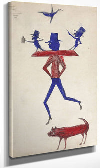 Man With Yoke By Bill Traylor Fine Art Print