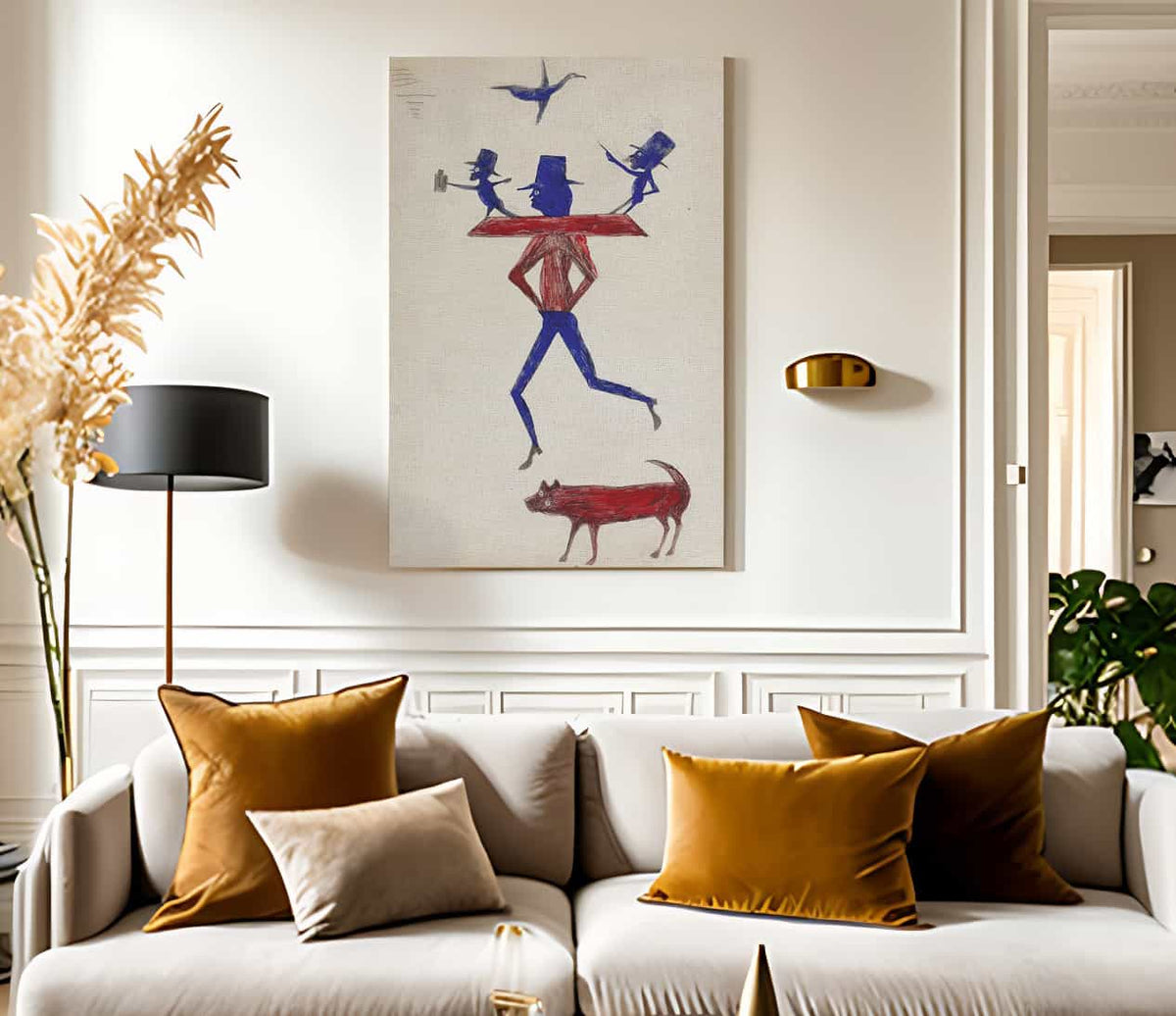 Man With Yoke By Bill Traylor Fine Art Print