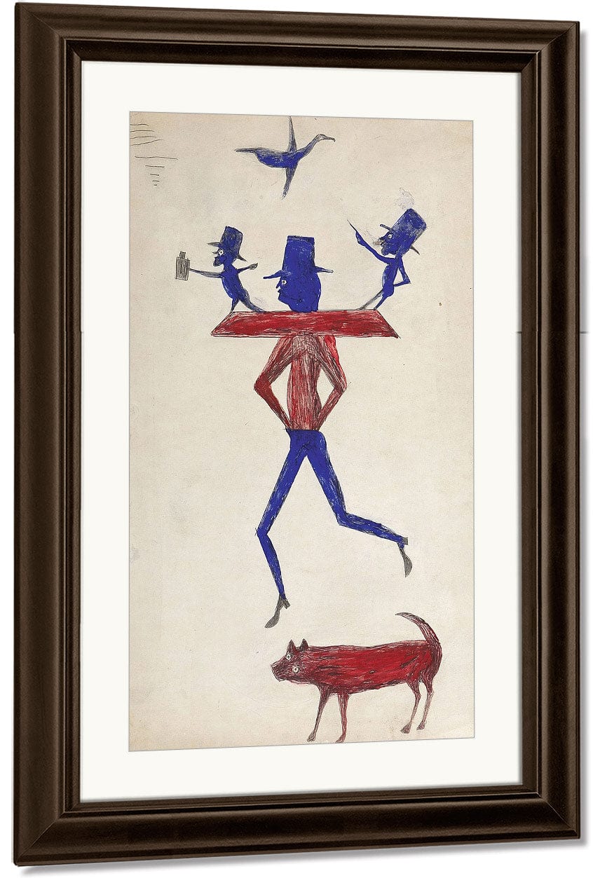 Man With Yoke By Bill Traylor Fine Art Print