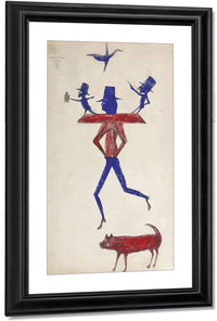 Man With Yoke By Bill Traylor Fine Art Print