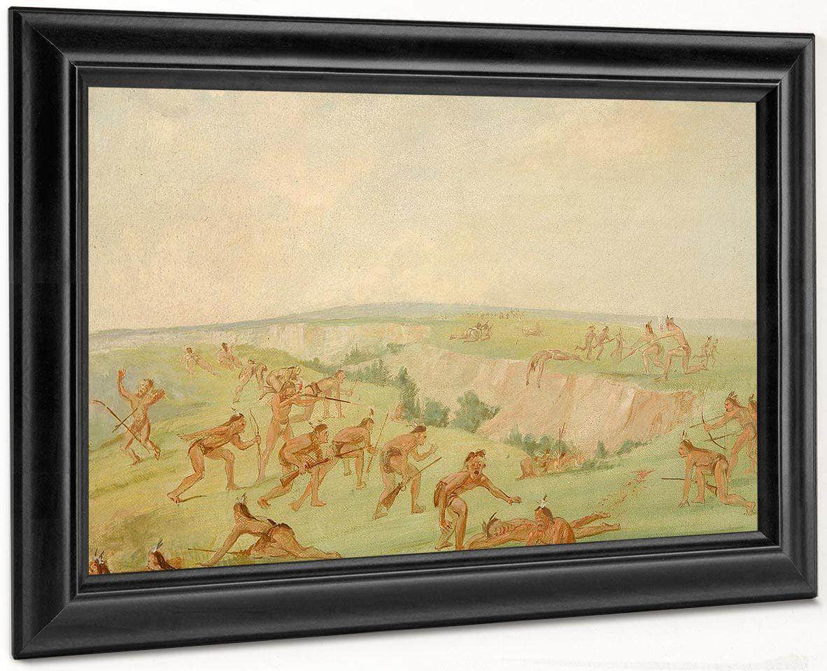Mandan Attacking A Party Of Arikara By George Catlin Fine Art Print