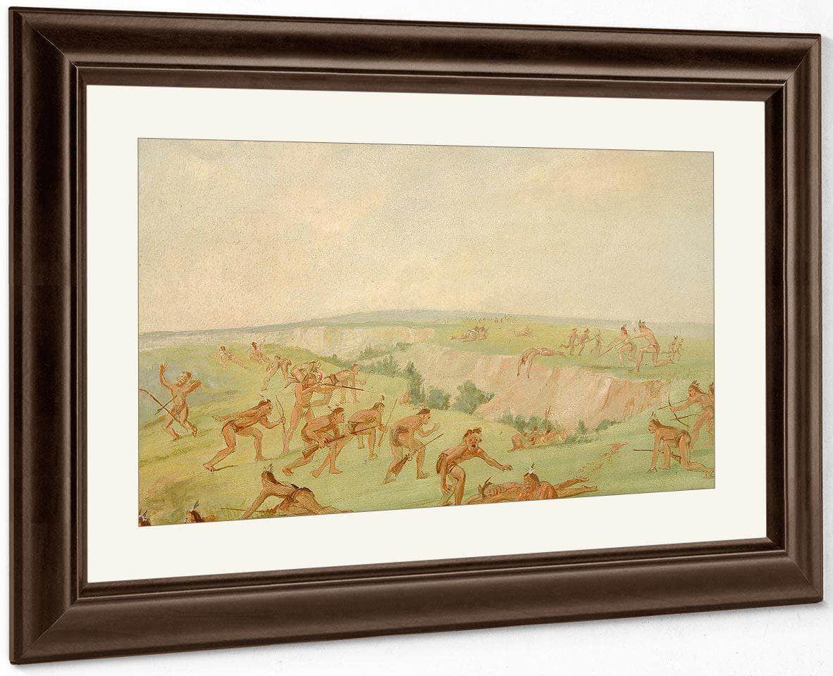 Mandan Attacking A Party Of Arikara By George Catlin Fine Art Print