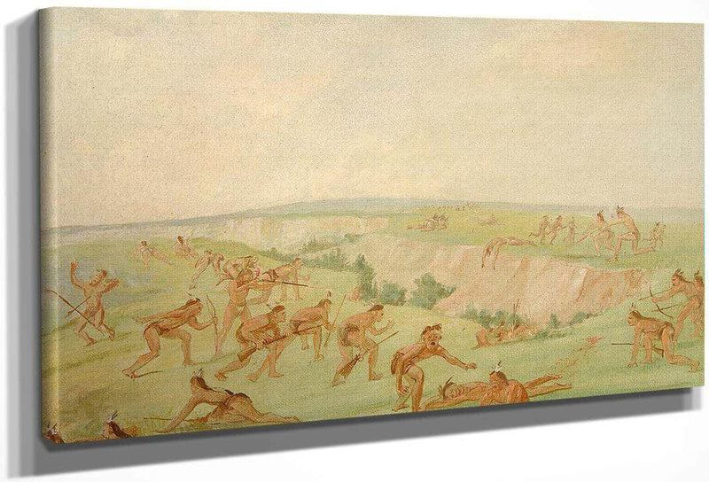 Mandan Attacking A Party Of Arikara By George Catlin Fine Art Print