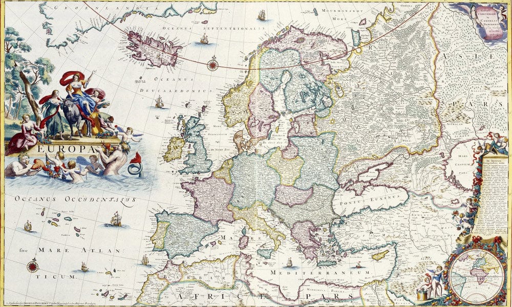 Map Of Europe By Cornelis Danckerts Fine Art Print