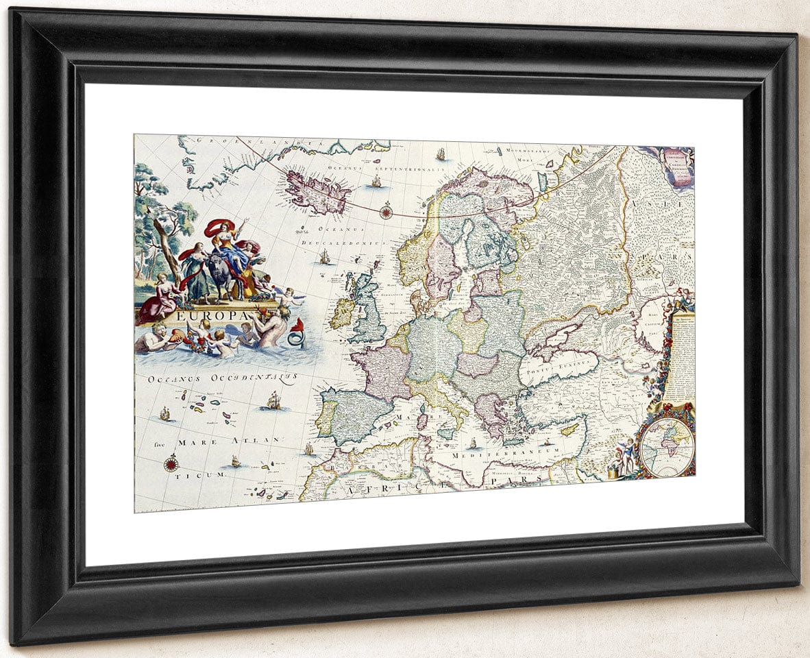 Map Of Europe By Cornelis Danckerts Fine Art Print
