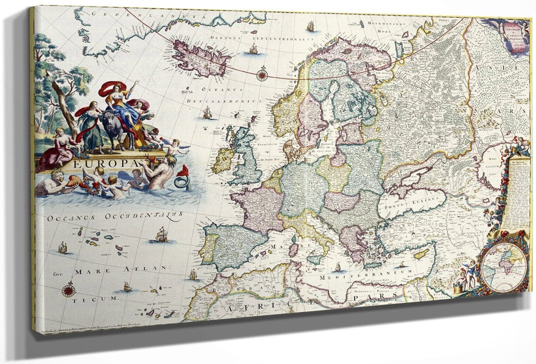 Map Of Europe By Cornelis Danckerts Fine Art Print