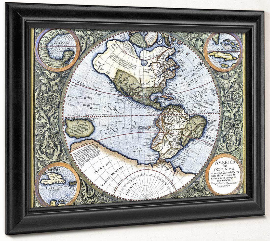 Map Of The Americas By Gerardus Mercator Fine Art Print