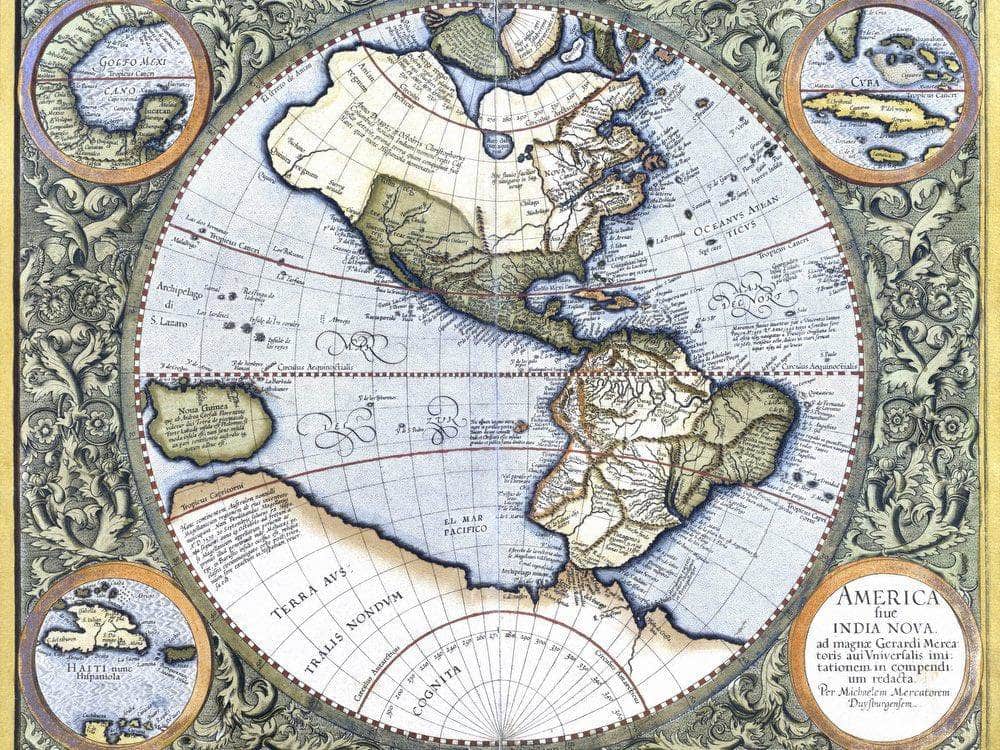Map Of The Americas By Gerardus Mercator Fine Art Print
