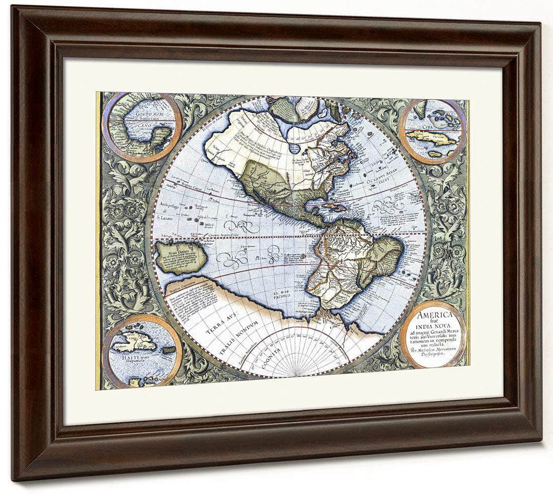 Map Of The Americas By Gerardus Mercator Fine Art Print
