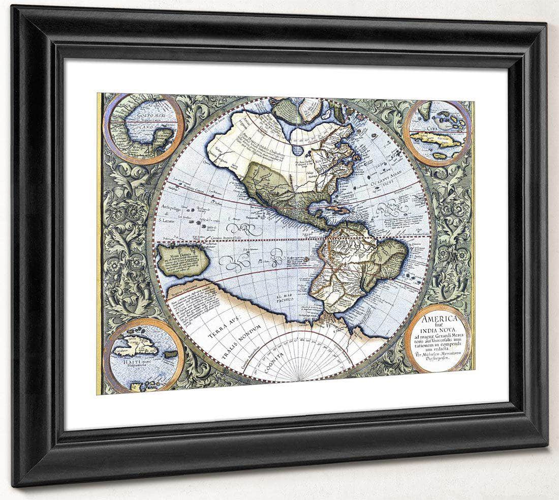 Map Of The Americas By Gerardus Mercator Fine Art Print